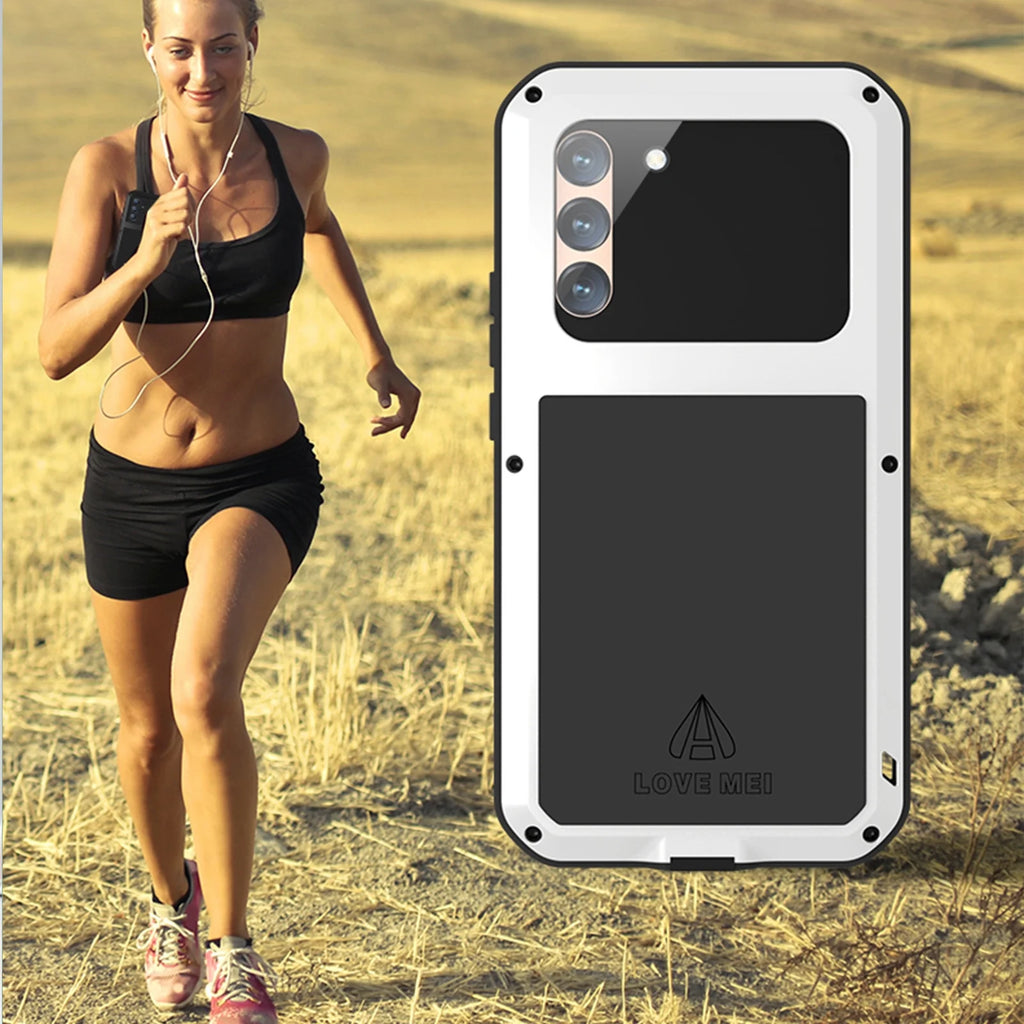 White Metal Bumper Silicone Case with Built-in Screen Protector N948