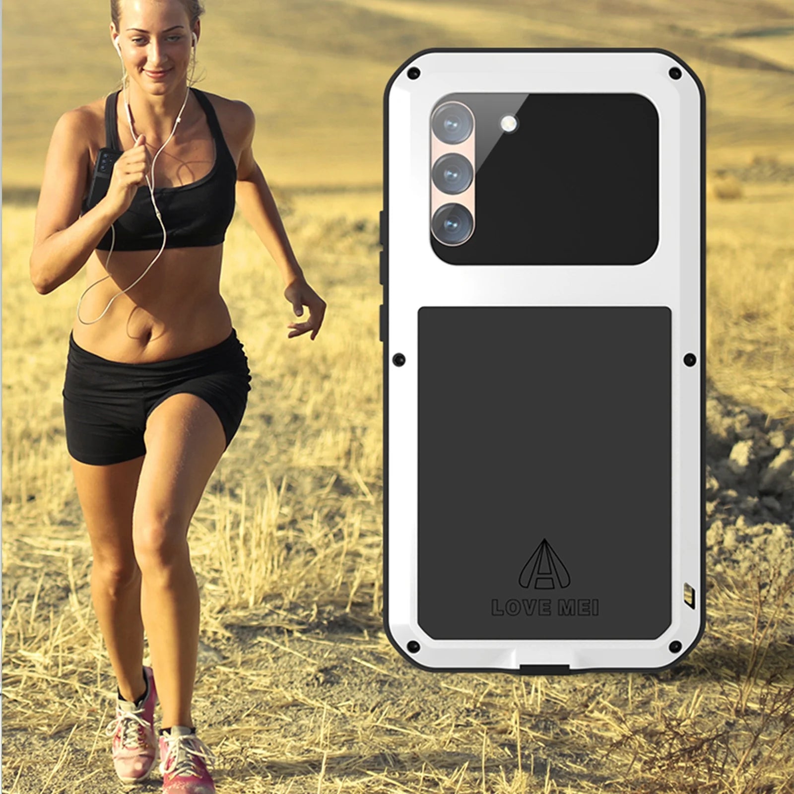 White Metal Bumper Silicone Case with Built-in Screen Protector N948