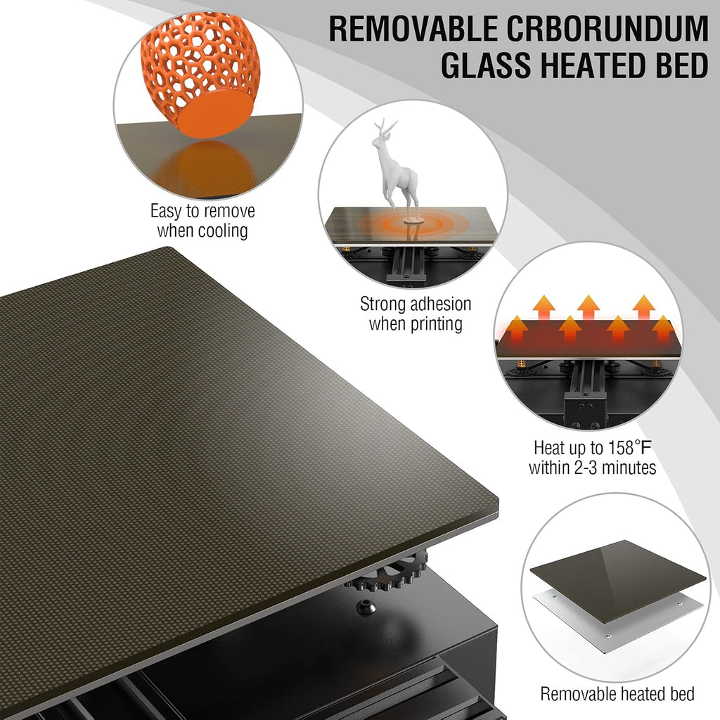 3D Printer with Carborundum Glass Platform, 9.2x9.2x10.8in Q99606