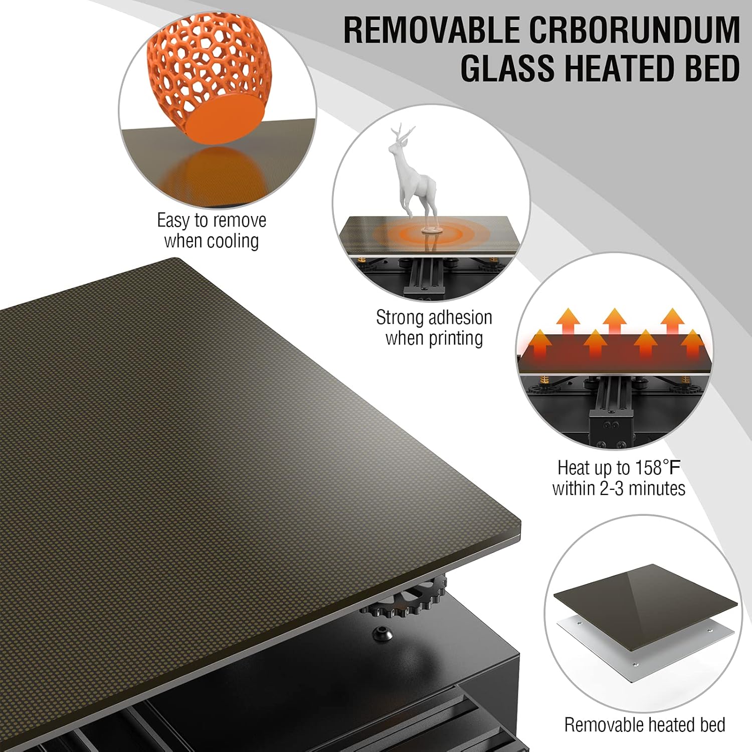 3D Printer with Carborundum Glass Platform, 9.2x9.2x10.8in Q99606
