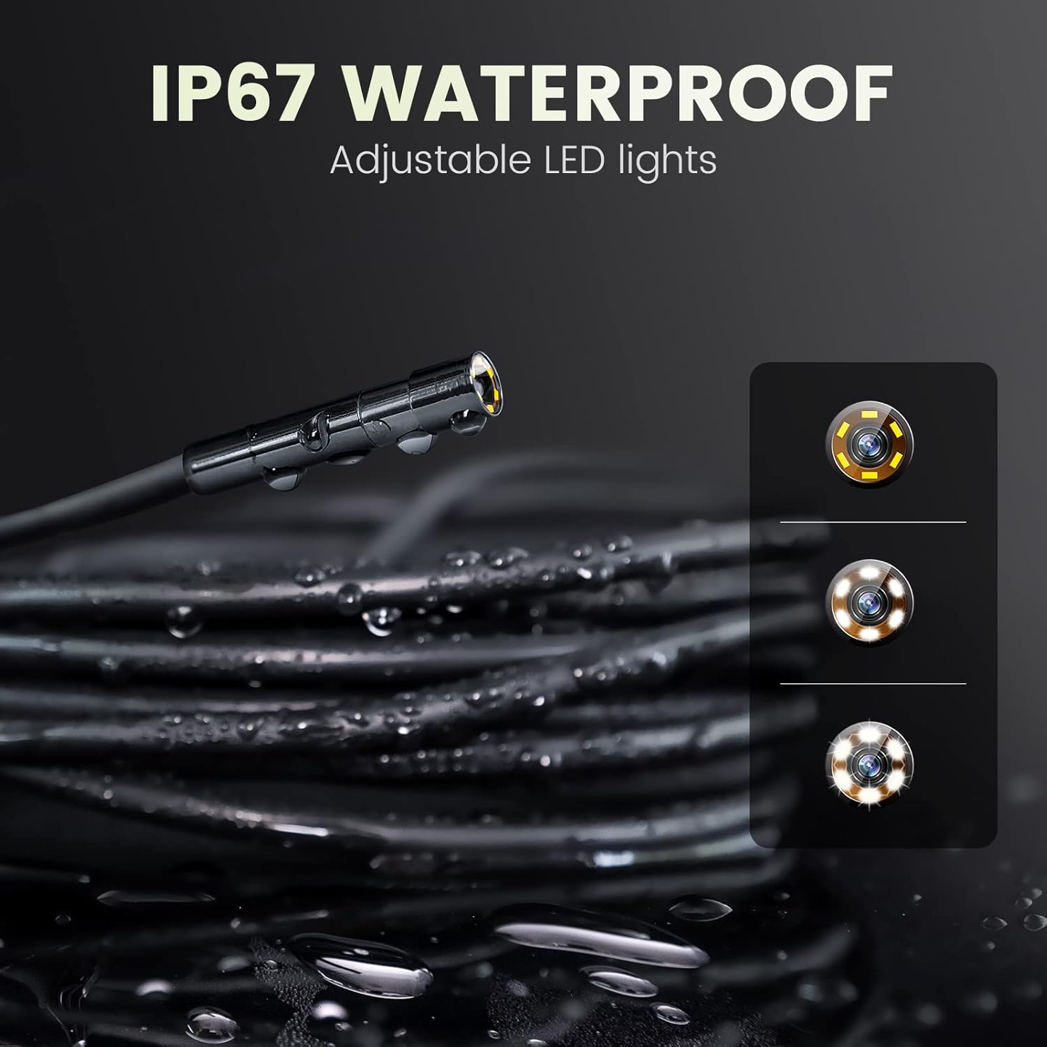 1080P HD Borescope Inspection Camera with 6 LED Lights J763275