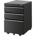 Black 3 Drawer Metal File Cabinet with Lock F135