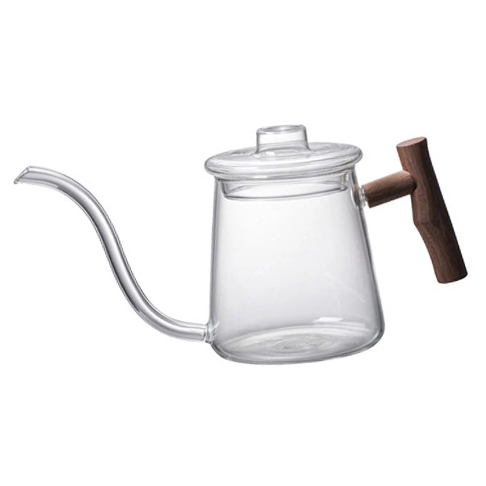 High Borosilicate Glass Gooseneck Kettle Wooden Handle 480ML K593103