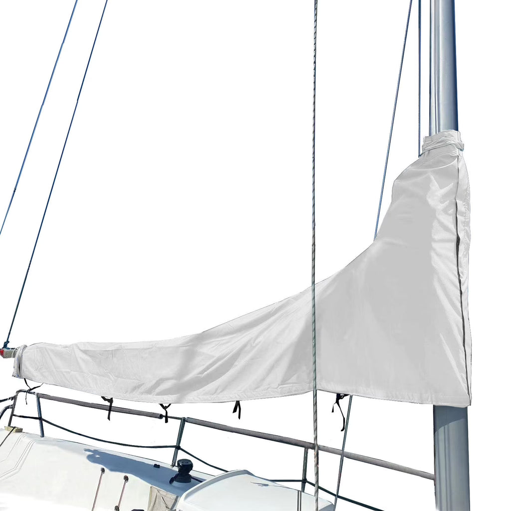White 600D Waterproof Mainsail Boom Cover, Boom Length 11'-12' J415349