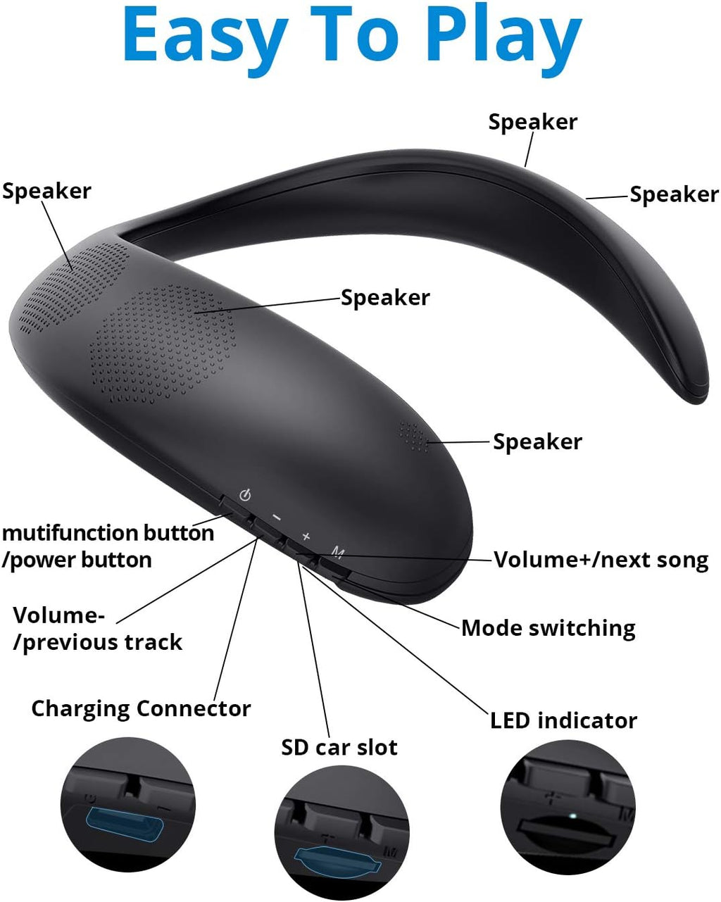 Neckband Portable Bluetooth Speakers W71510