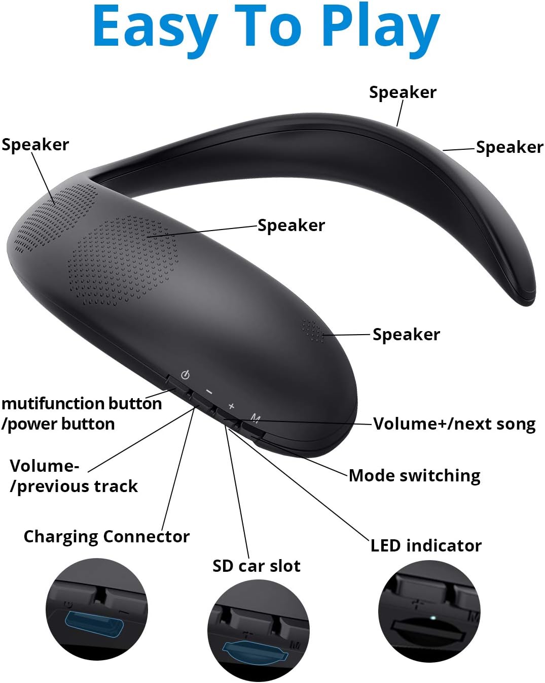 Neckband Portable Bluetooth Speakers W71510