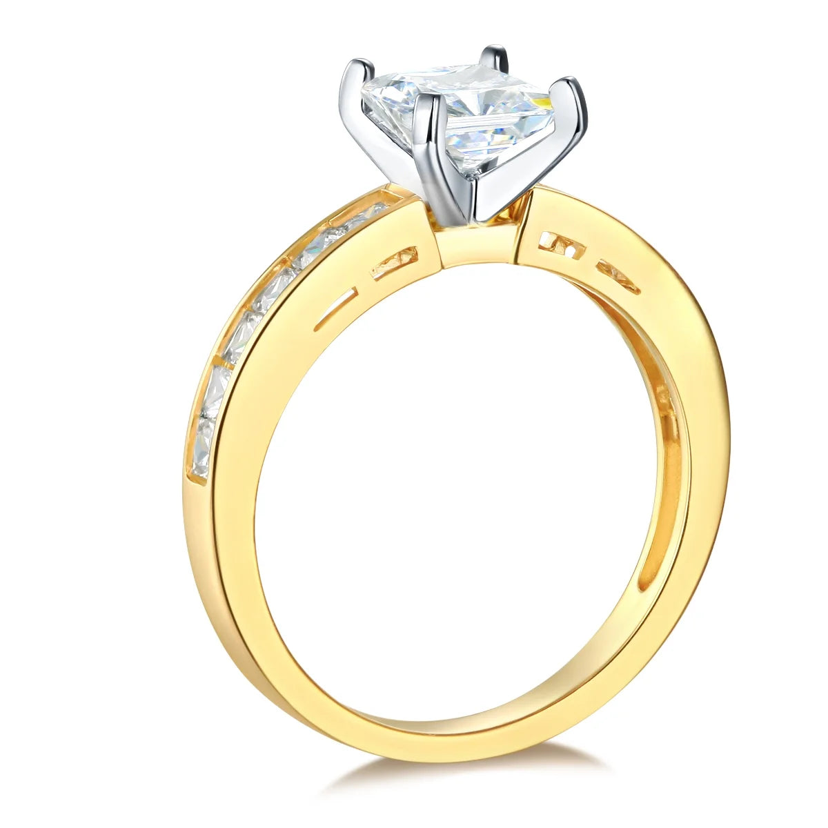 14k Yellow Gold CZ Princess Cut Engagement Ring Bridal Set - Size 9 D3016