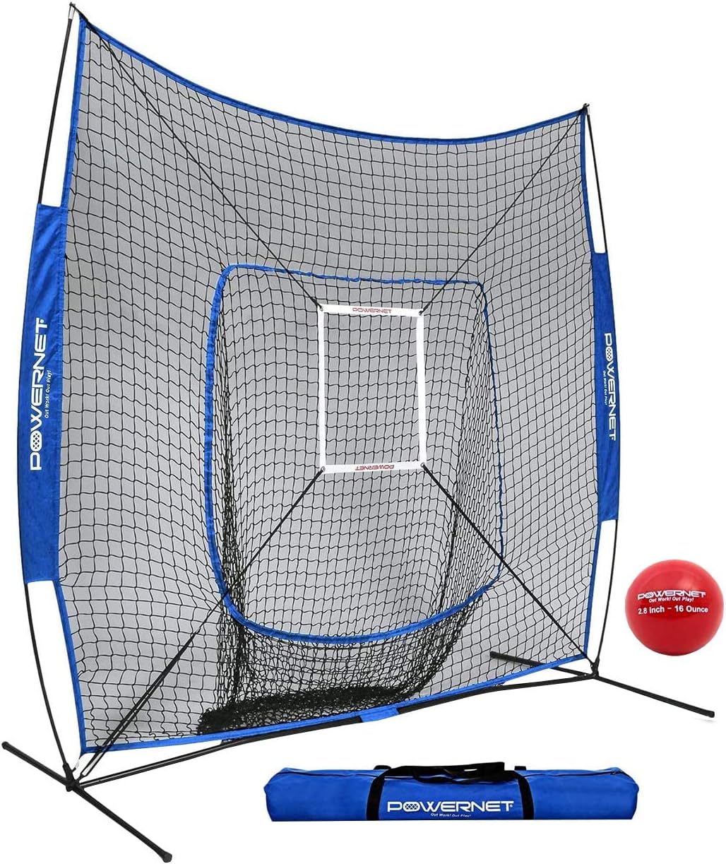 7x7 Baseball Softball Hitting Net with Weighted Heavy Ball and Strike Zone K79785
