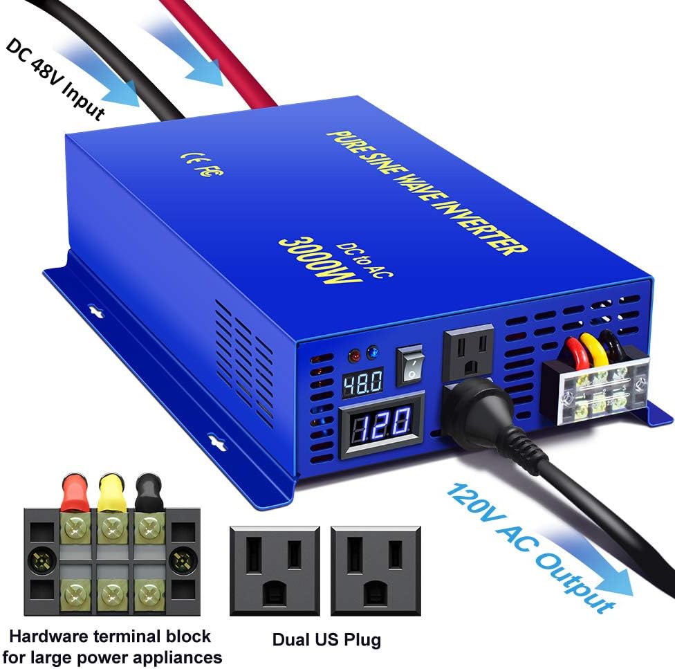 3000 watt 48v DC to AC 120v Pure Sine Wave Power Inverter Q635919