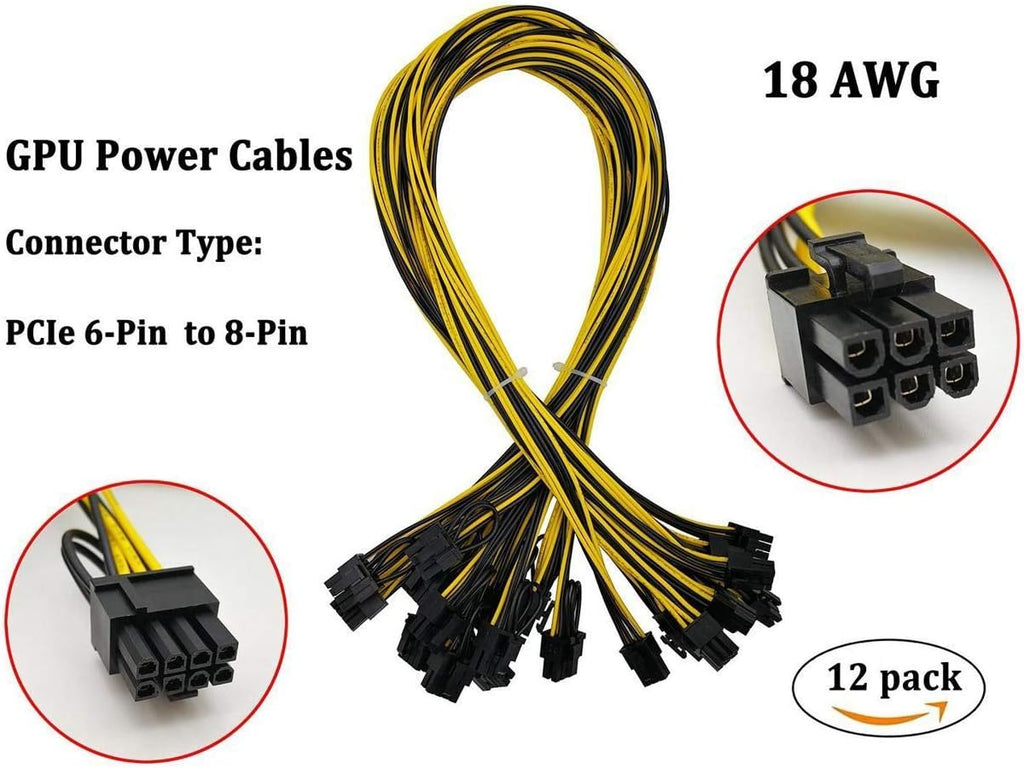 1200W/750W Server PSU Power Supply Unit with GPU Breakout Board Adapter and 12pcs 6-Pin PCIe Cables, Pack of 2 F190226