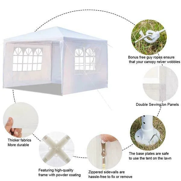 White 3 Sides Waterproof Tent with Spiral Tubes U7914