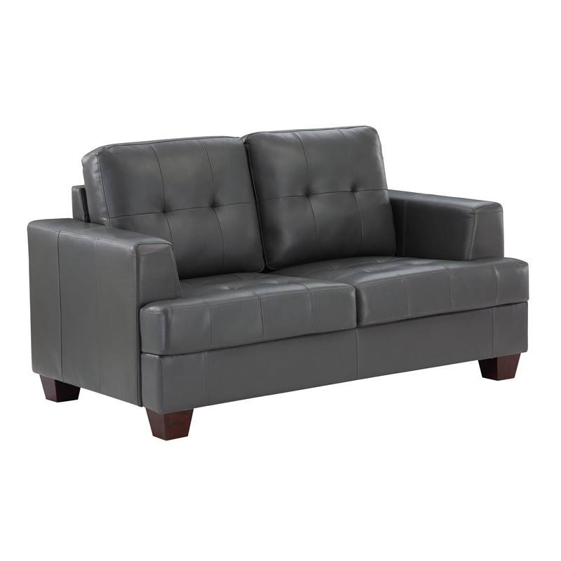 Faux Leather Loveseat in Gray J60546