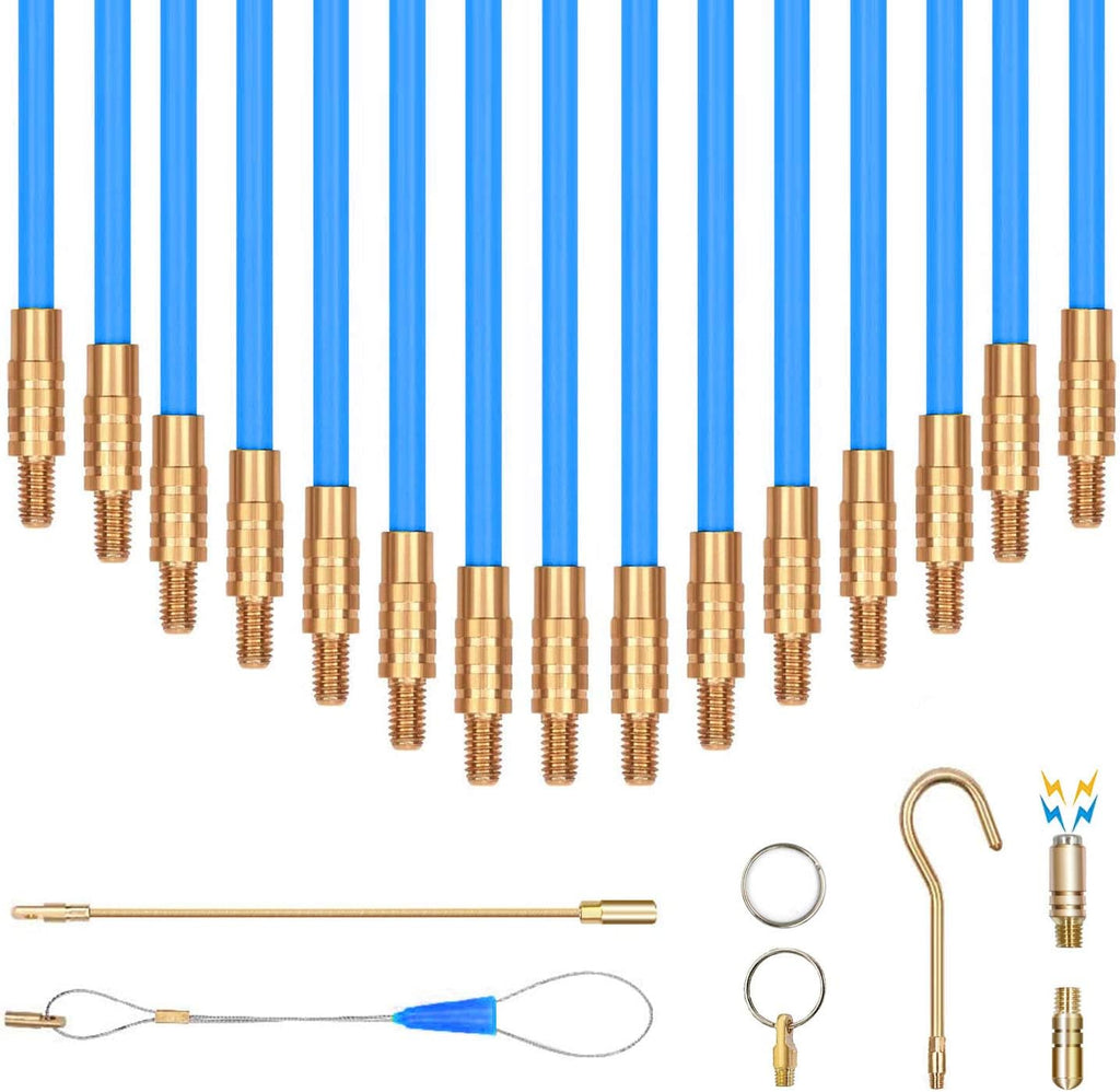Blue Fiberglass Fish Tape with Hook And Hole In Transparent Tube O515