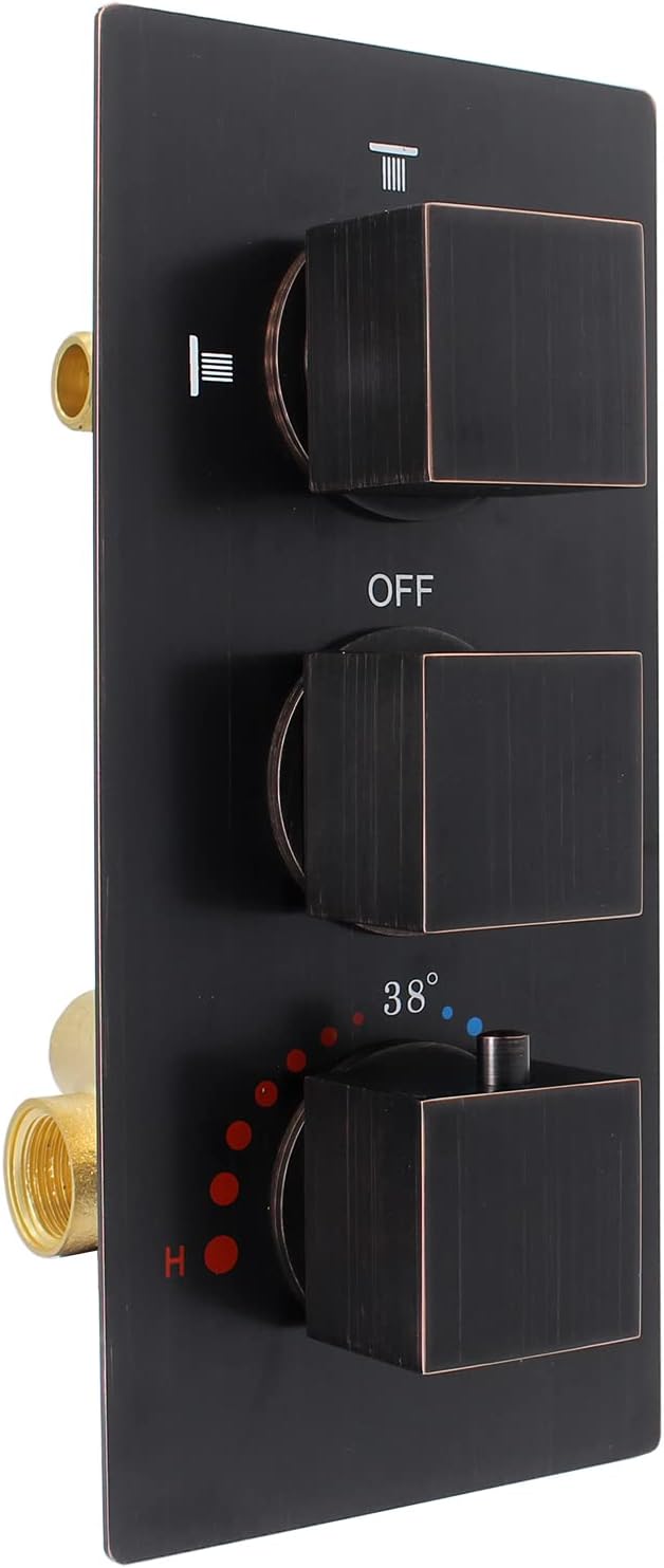 Matte Black 3 Way Brass Shower Valve Z42409
