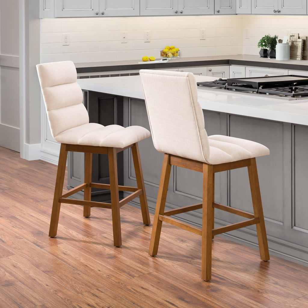 Dark Gray Fabric Barstool - Set of 2 W9698