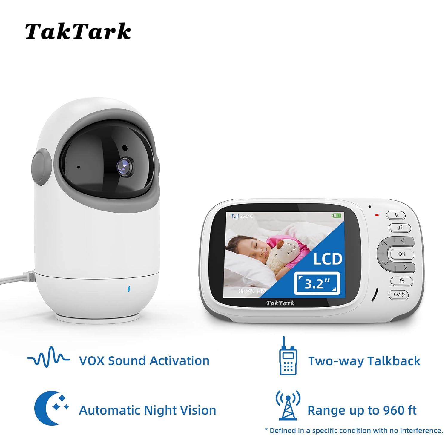 3.2 Baby Monitor with Camera and Audio, Two-Way Audio, Night Vision, Pack of 2 J242