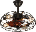 20-inch Caged Ceiling Fan with Lights Remote Control Black C80356
