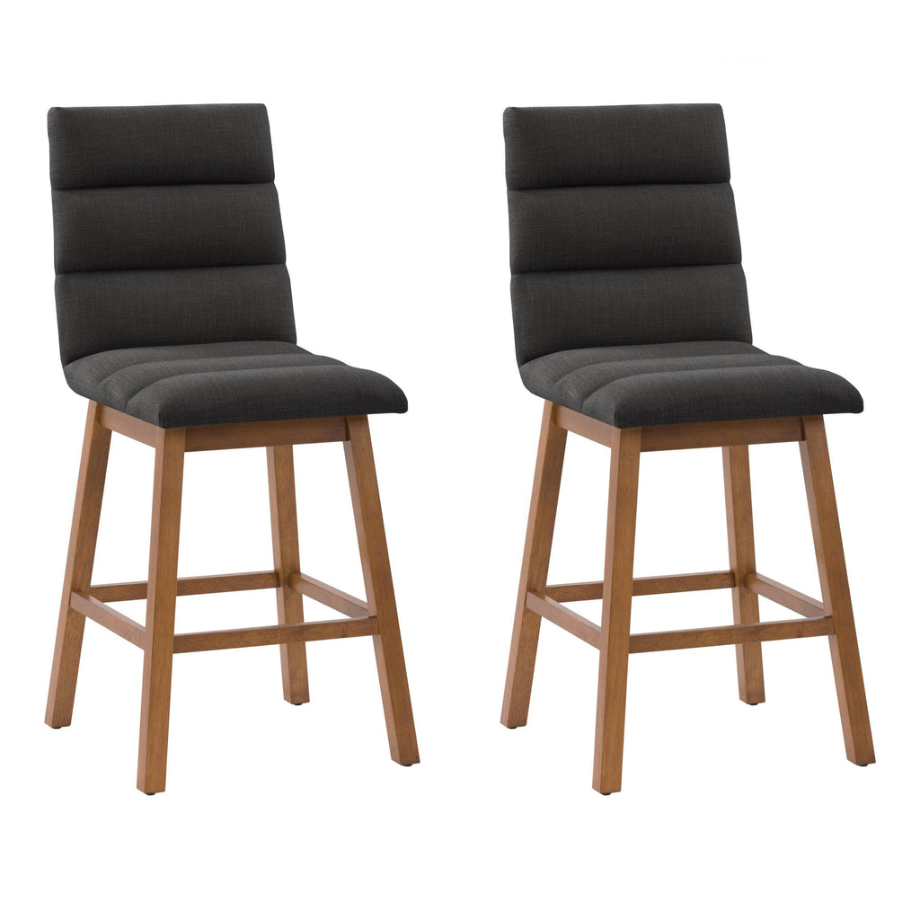 Dark Gray Fabric Barstool - Set of 2 W9698