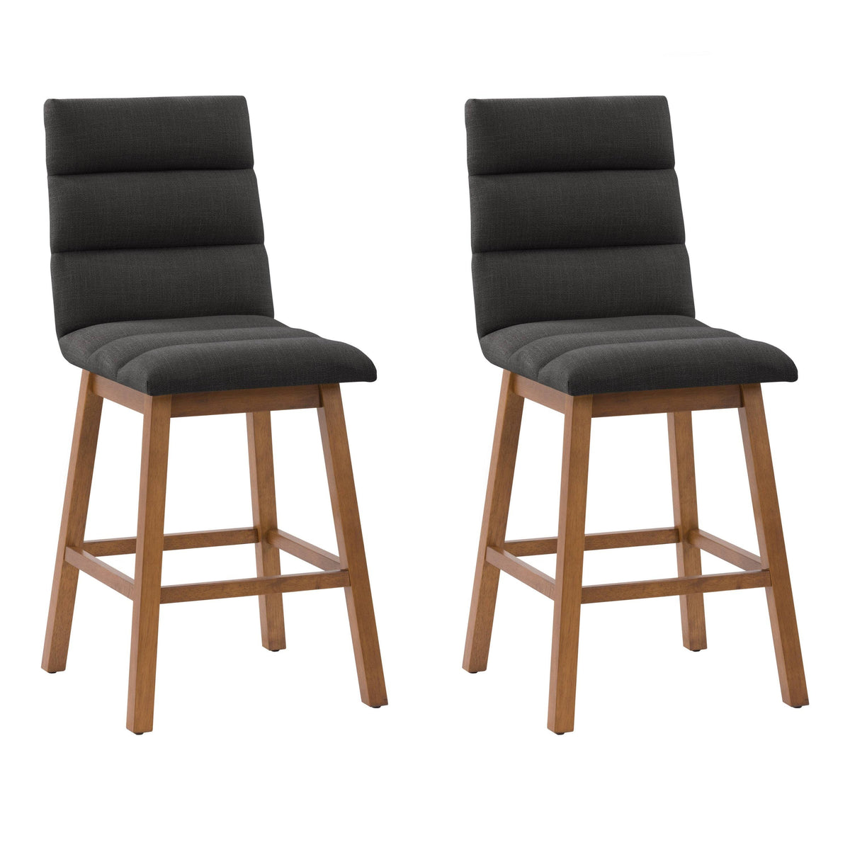 Dark Gray Fabric Barstool - Set of 2 W9698