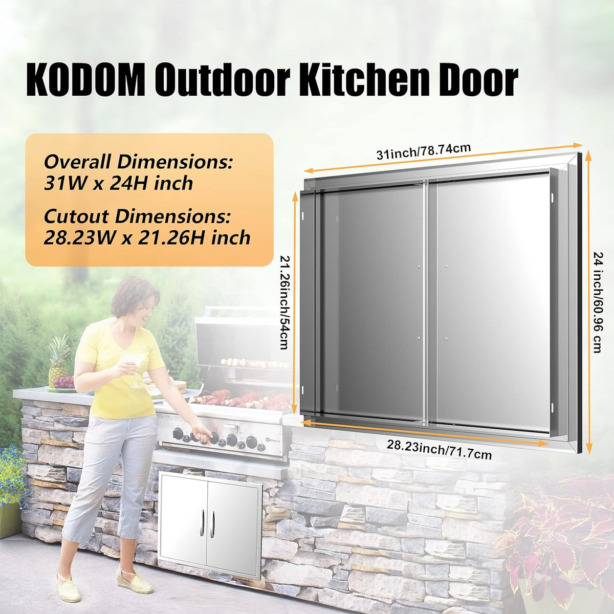 Stainless Steel Outdoor Kitchen Double Access Door K279360