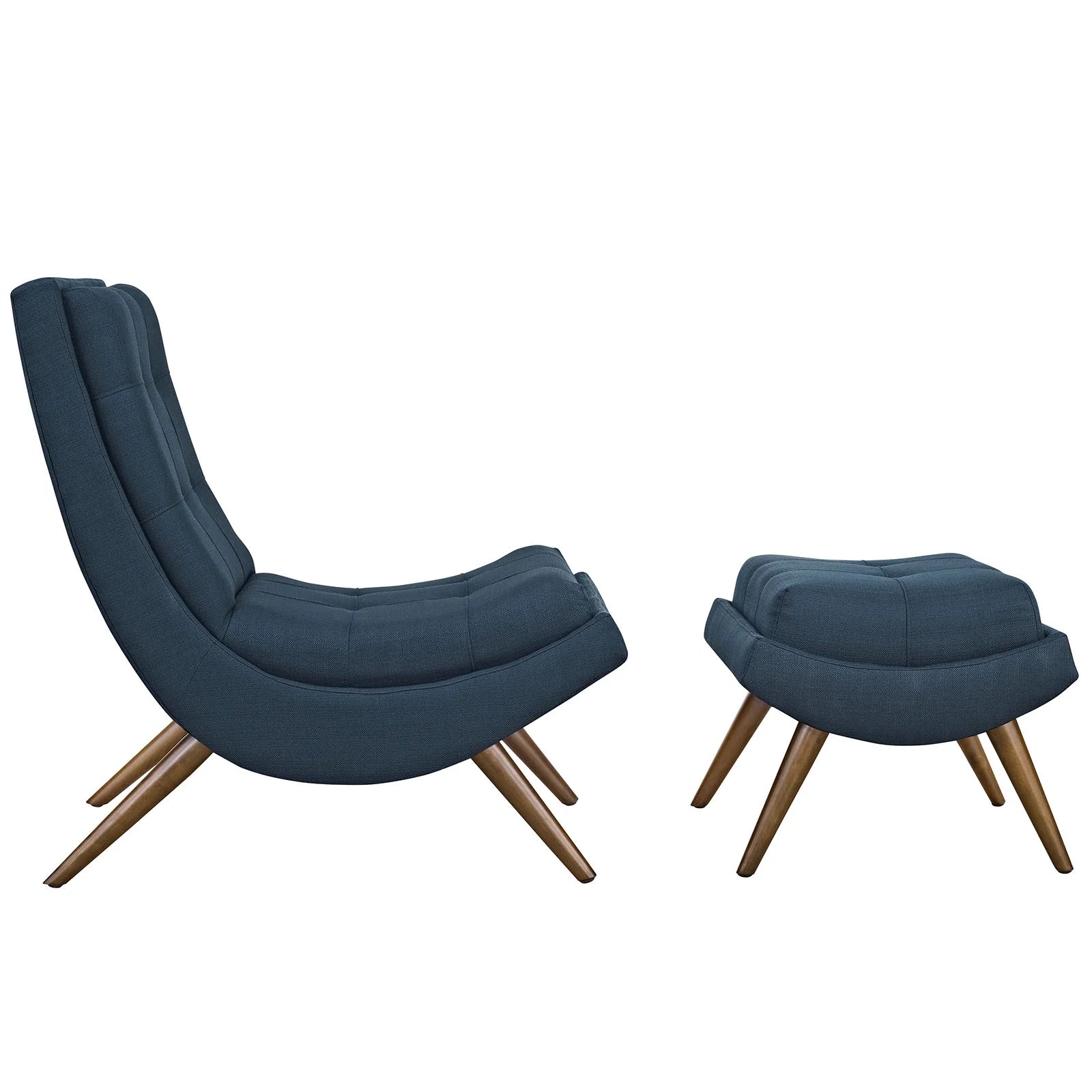Navy Blue Fabric Lounge Chair Set V549685
