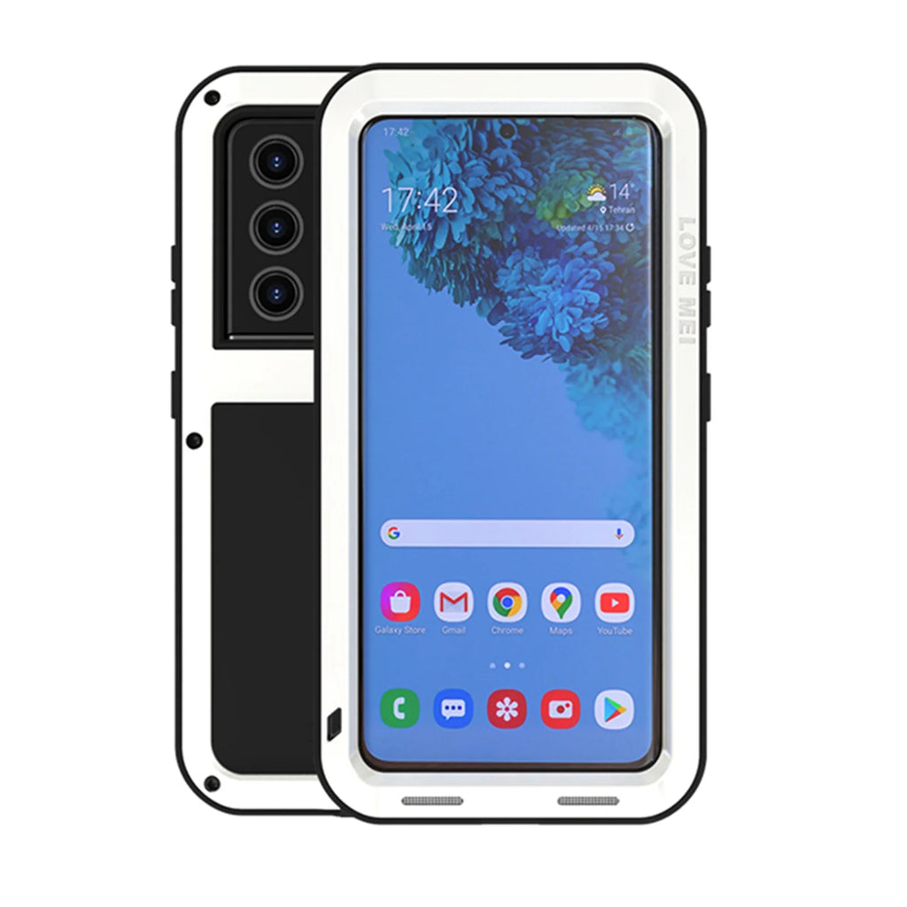 White Metal Bumper Silicone Case with Built-in Screen Protector N948