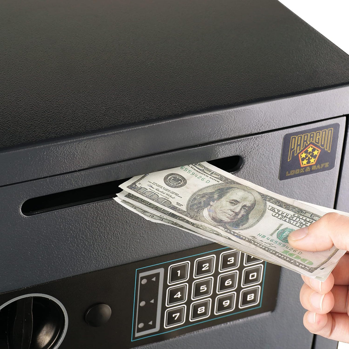 Black Digital Safe Compact Steel Money Security Box with Keypad X179758