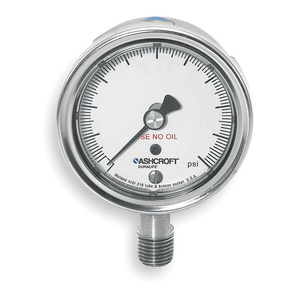 Pressure Gauge, 0 to 15 Psi, 2-1/2In, 1/4In J17526