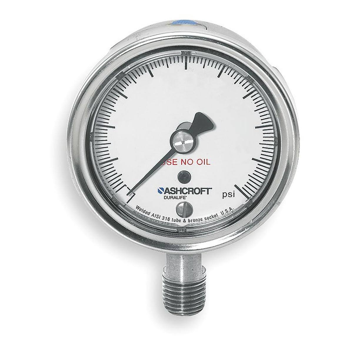 Pressure Gauge, 0 to 15 Psi, 2-1/2In, 1/4In J17526