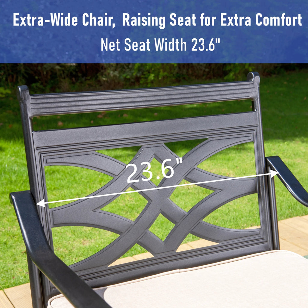 4-Piece Outdoor Conversation Set with 3-Seat Sofa & Two Swivel Chairs, Black & Beige N7636