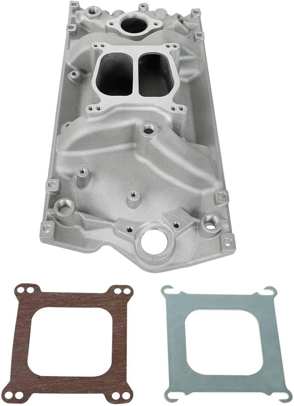 Dual Plane Satin Aluminum Intake Manifold for SBC Chevy Vortec 350 Heads W614017