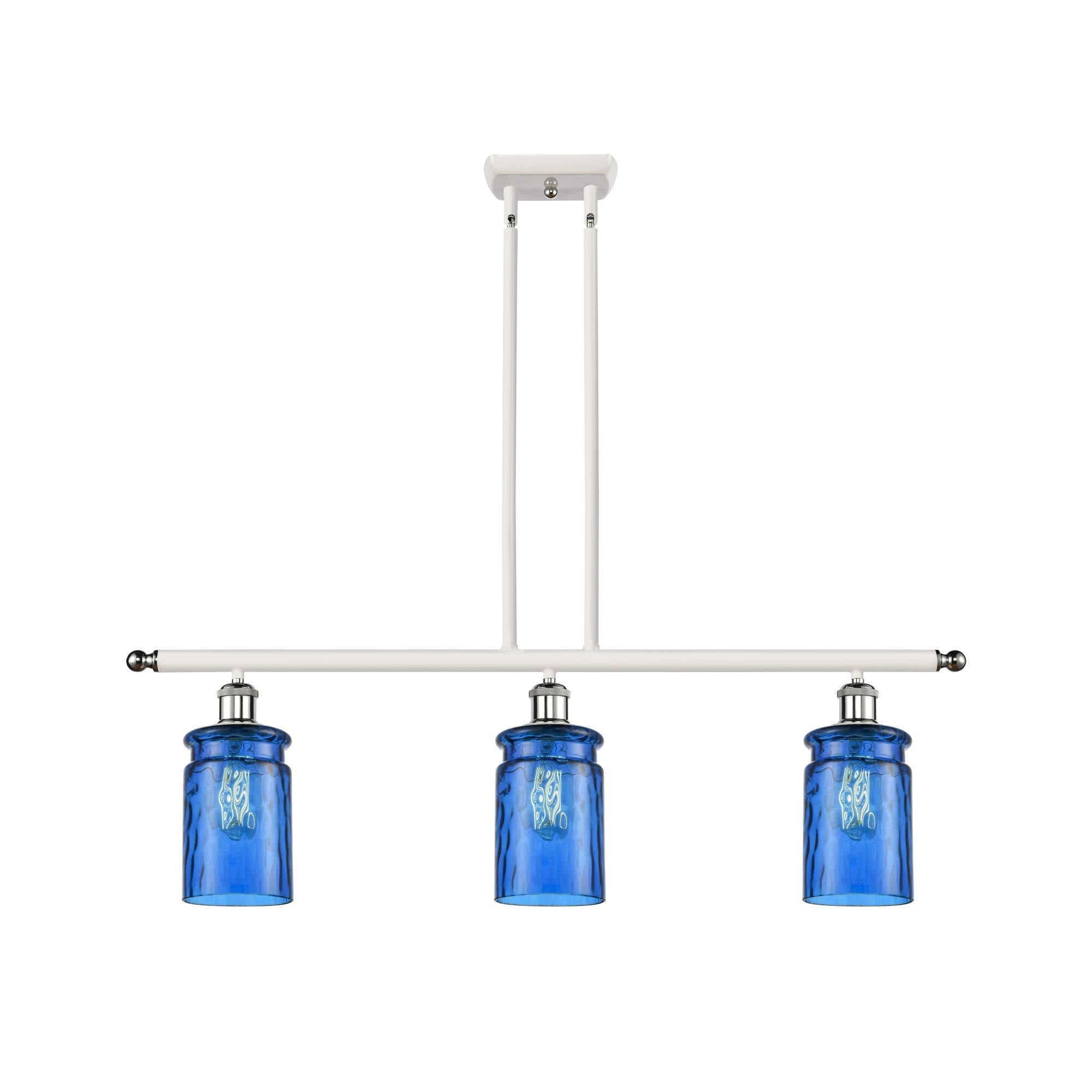 White and Polished Chrome 3 Light Island Light J8409