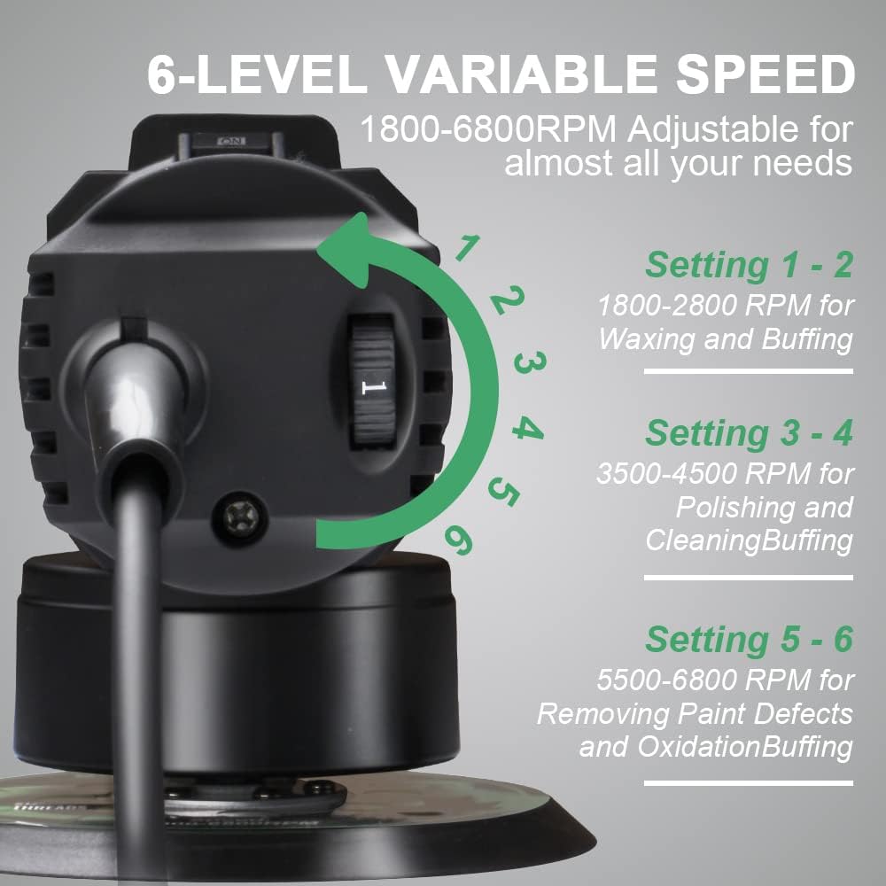 Dual Action Random Orbit Car Polisher, 6 inch, 6800 RPM R40412