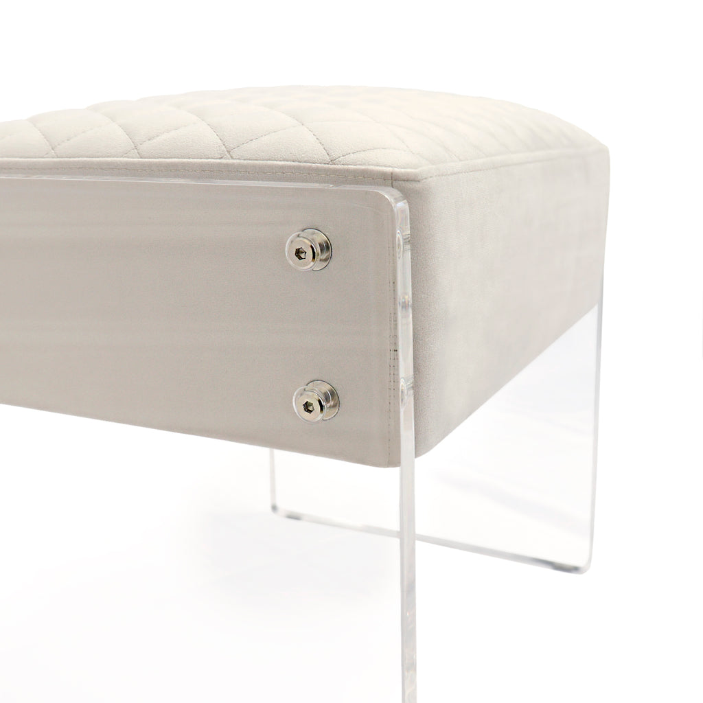 Ivory Velvet Stool J534