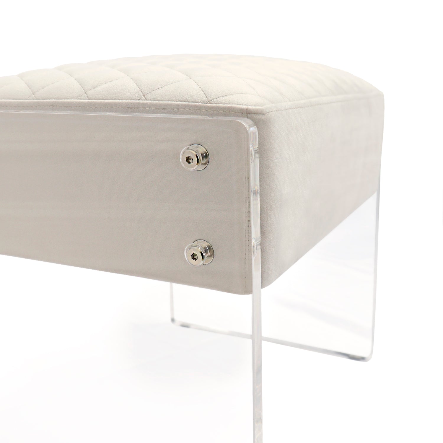 Ivory Velvet Stool J534