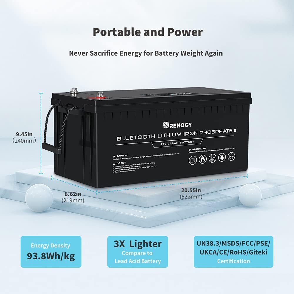 12V 200Ah LiFePO4 Deep Cycle Lithium Battery with Bluetooth K332