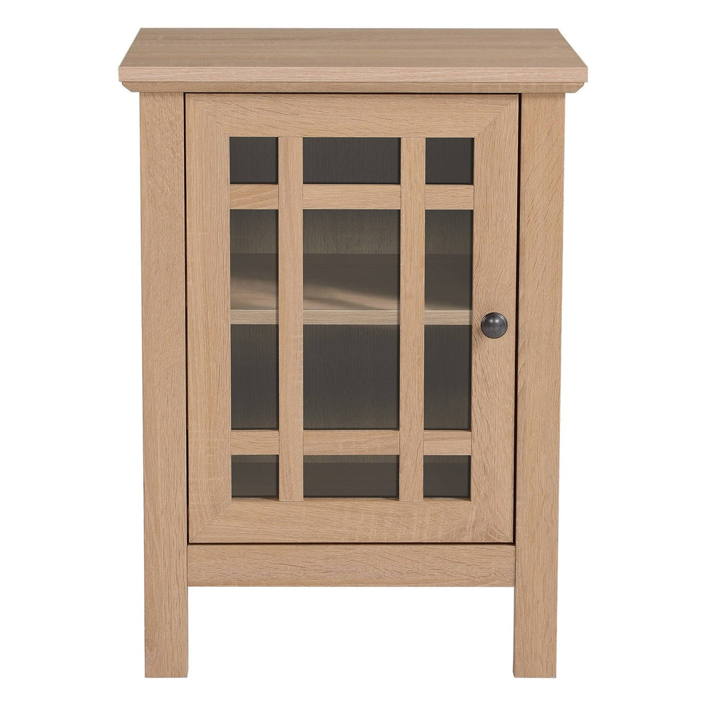 Light Oak Wood End Table with Cabinet Z3789