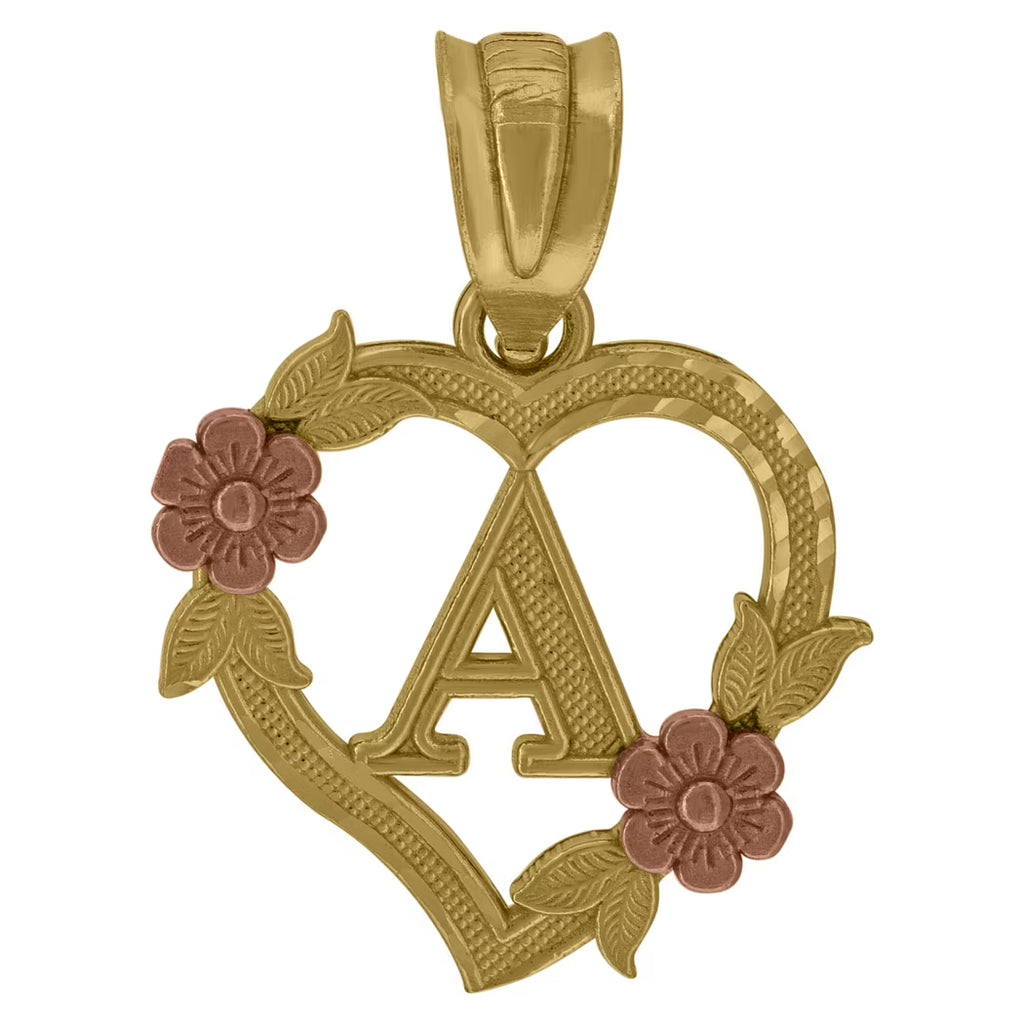 10k Gold Two tone Initial Charm Pendant Necklace I201