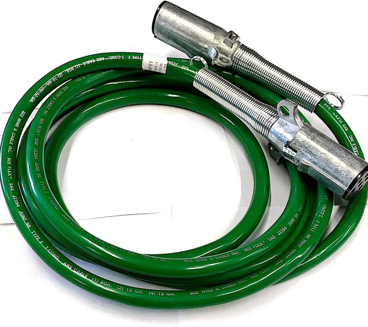 12 FT 7 Way Plug ABS Straight Cable Assembly Green Pack of 2 U3582