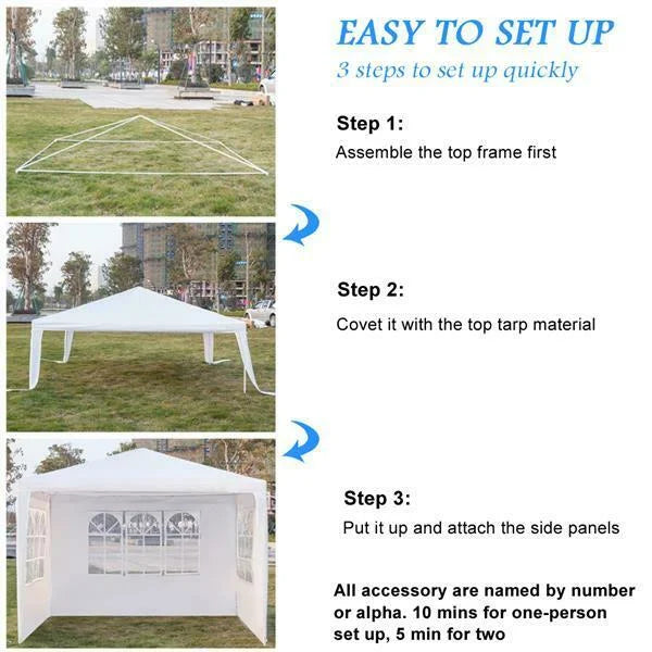 White 3 Sides Waterproof Tent with Spiral Tubes U7914