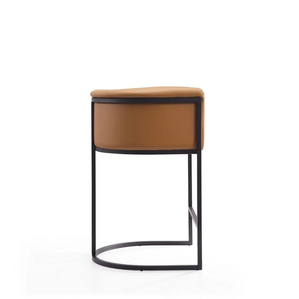 Camel and Black Metal Counter Height Bar Stool Set of 2 Y826