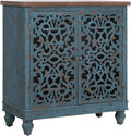 White Distressed Storage Cabinet with 2 Doors U919341
