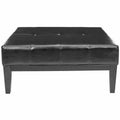 Black Bicast Leather Square Cocktail Ottoman S15911