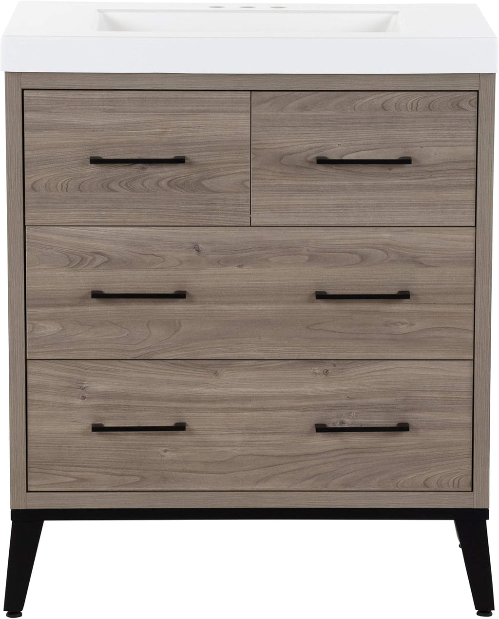 30.5" 3-Drawer Bathroom Vanity with Integrated White Sink Top E41945