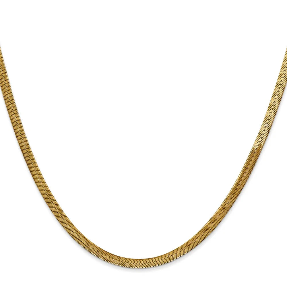 14K Yellow Gold Herringbone Chain Necklace 24 inch 3 mm with Lobster Clasp P79600