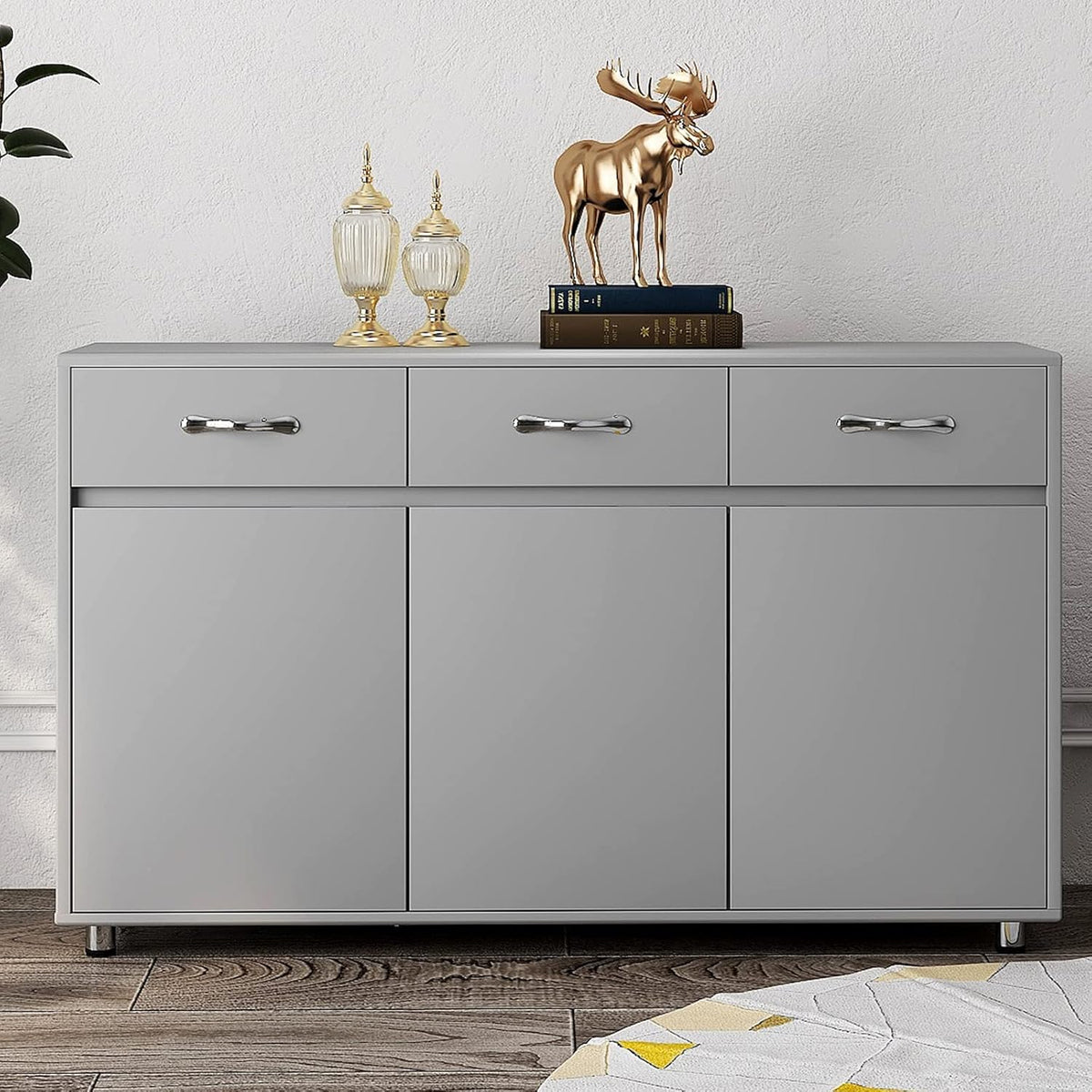 Grey 2 Doors 1 Drawer Buffet Cabinet I4858