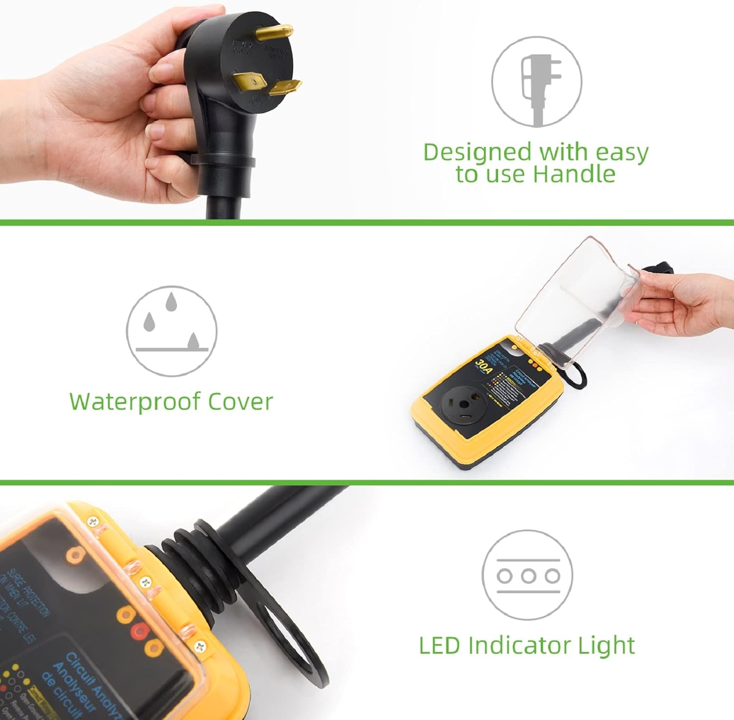 30 Amp RV Surge Protector with Waterproof Cover F8482