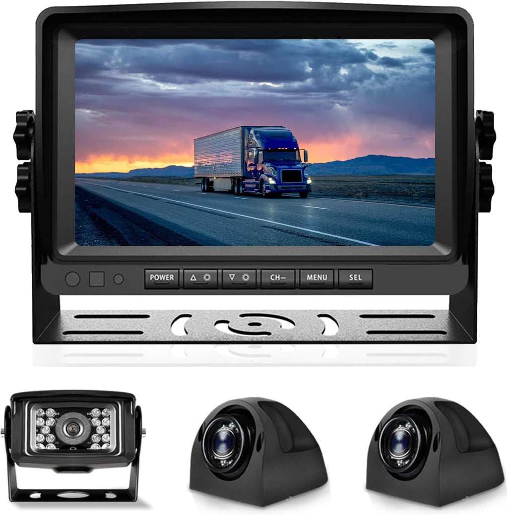 1080P 9" Wired Backup Camera System Kit with Built-in DVR, IP69 Waterproof, Split Screen, Night Vision Reversing Camera E717224