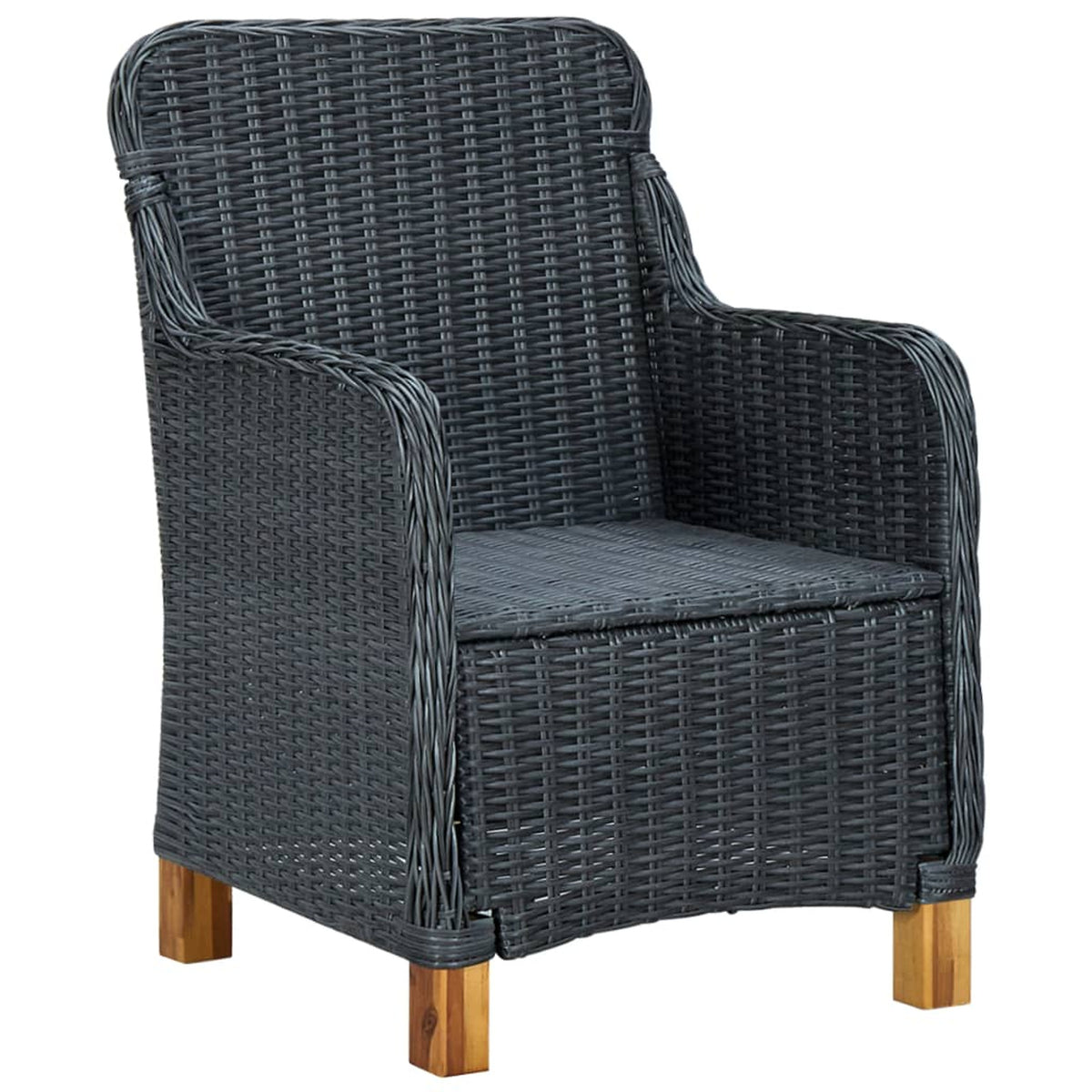 2 pcs Poly Rattan Patio Chairs with Cushions Dark Gray X3344