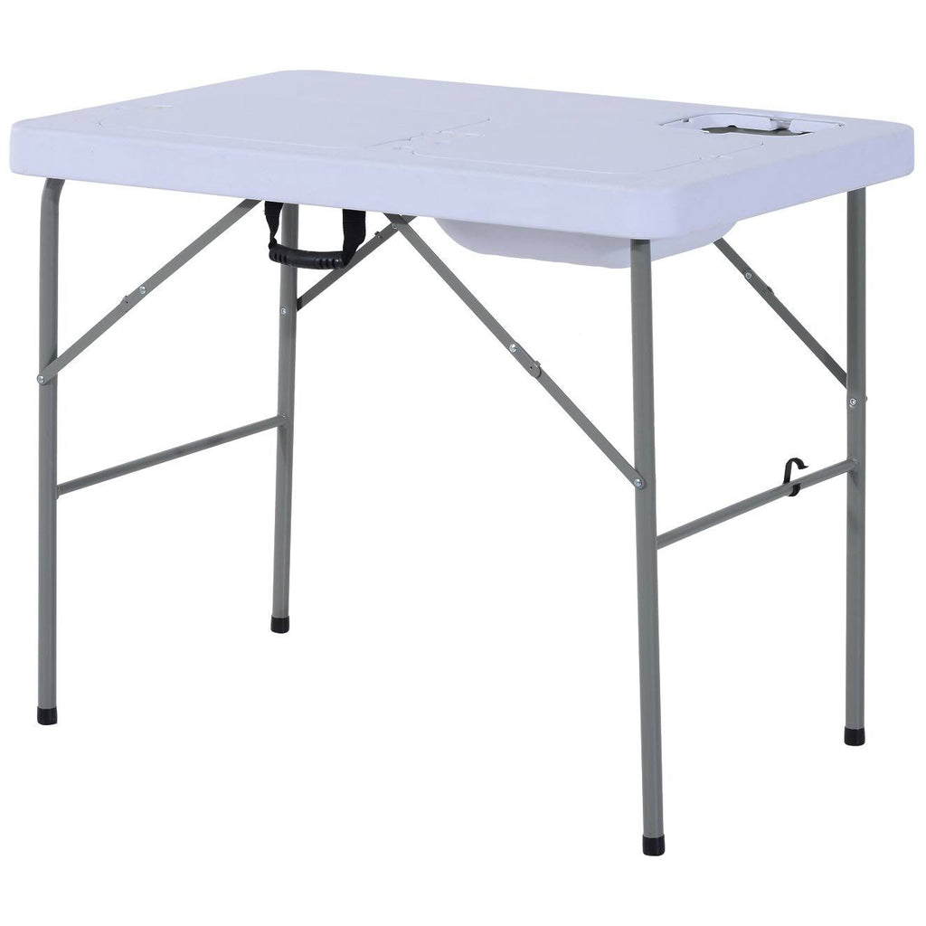 White Portable Folding Camping Table with Faucet D9205